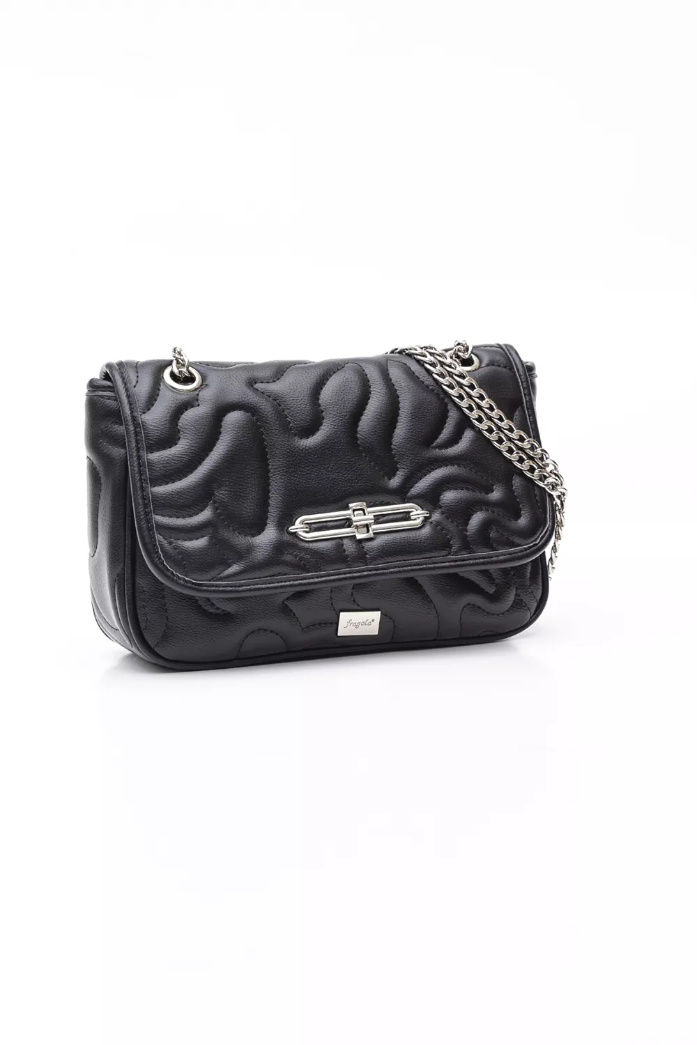 Τσάντα με αλυσίδα και καπάκι με μεταλλικό κλείσιμο με puffy κυματοειδή γαζιά