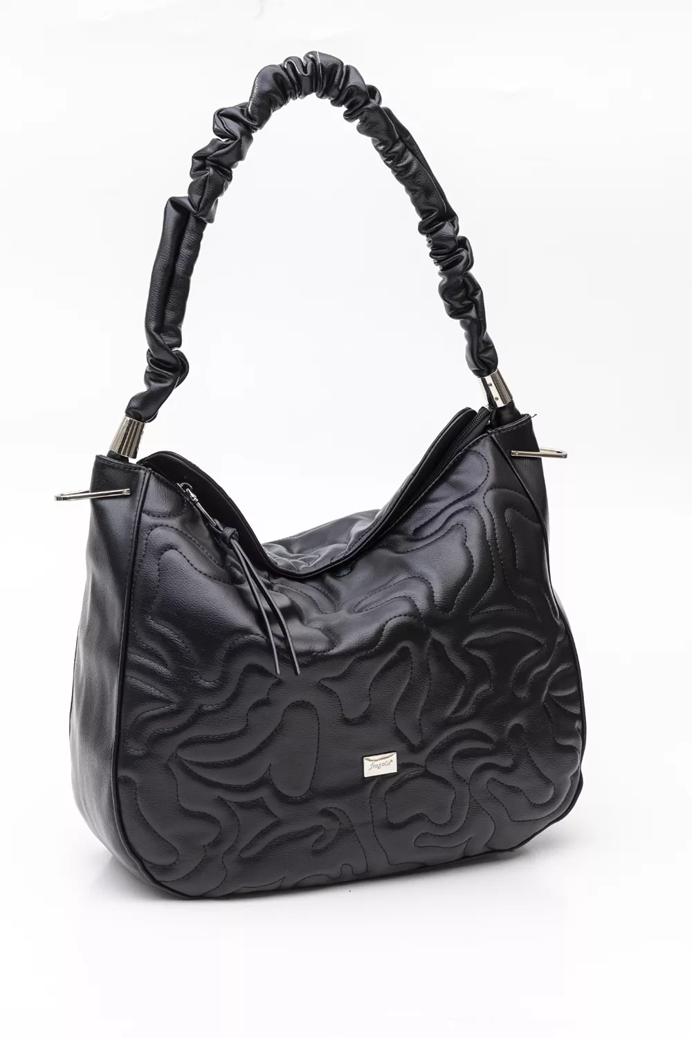 Μεγάλη μαλακή τσάντα με ιδιαίτερο χέρι για τον ώμο με κυματοειδή γαζιά